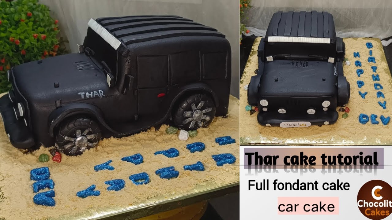 Thar cake tutorial | how to make thar cake | how to make thar cake with fondant |car cake |Jeep cake