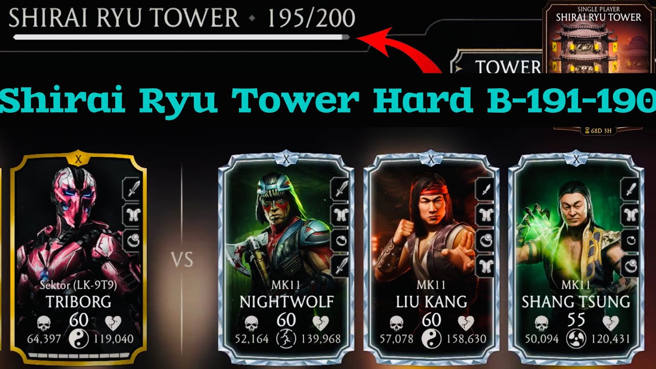Shirai Ryu Tower Hard Battle 191-199 Fight + Reward MK Mobile