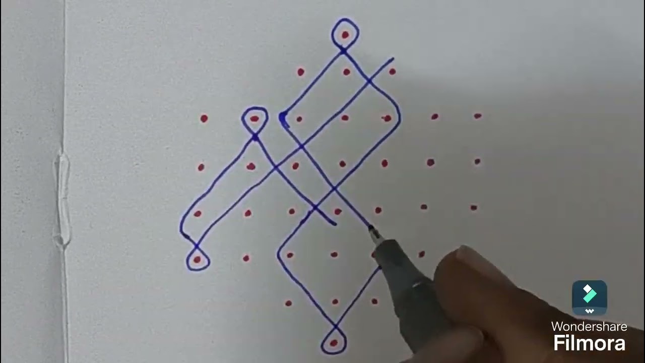 7(4)-3-1 Straight dot simple sikku kolam||DEVI KOLAM