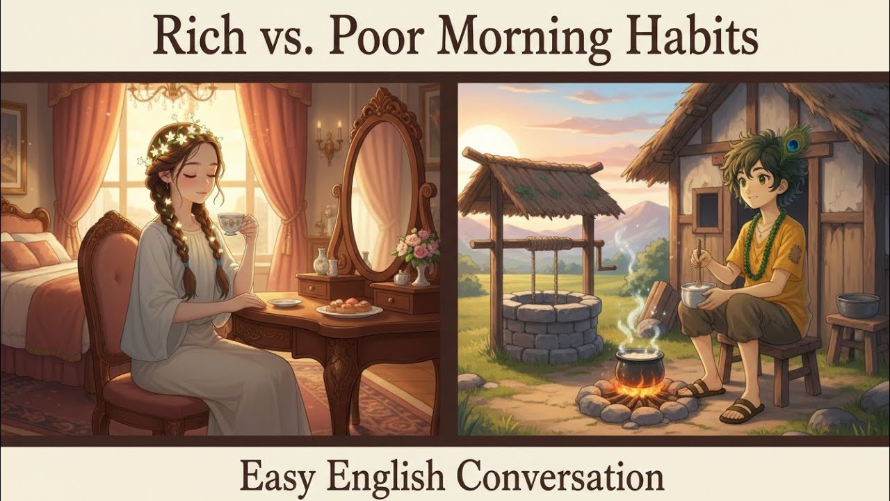 Poor VS  Rich Morning Routine l Easy English Conversation 