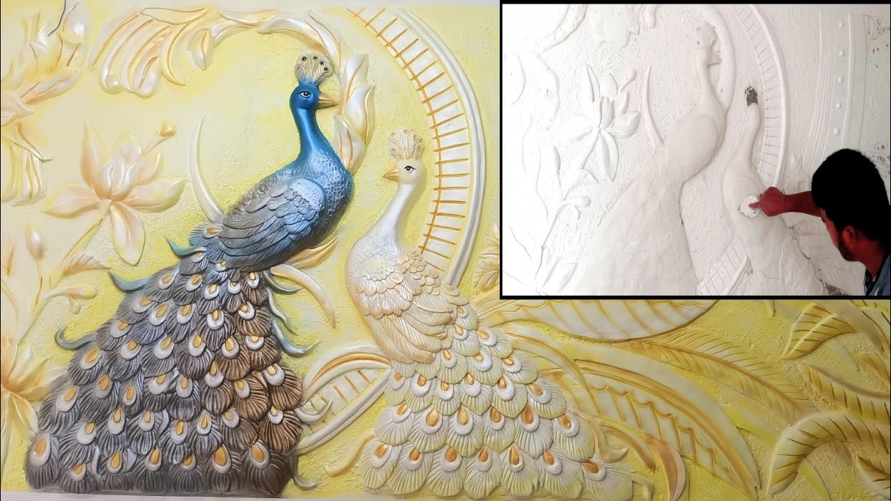 how to do peacock mural // 3d peacock wall mural