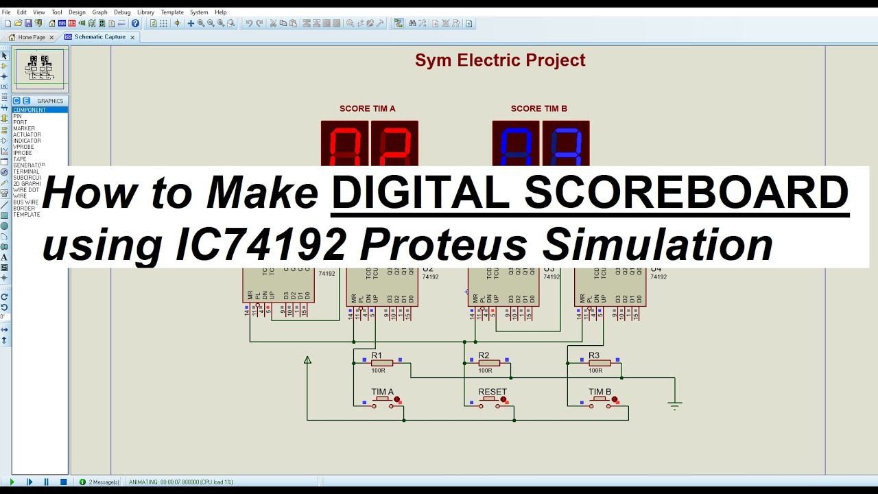 How to Make Digital Scoreboard using IC74192 Proteus Simulation