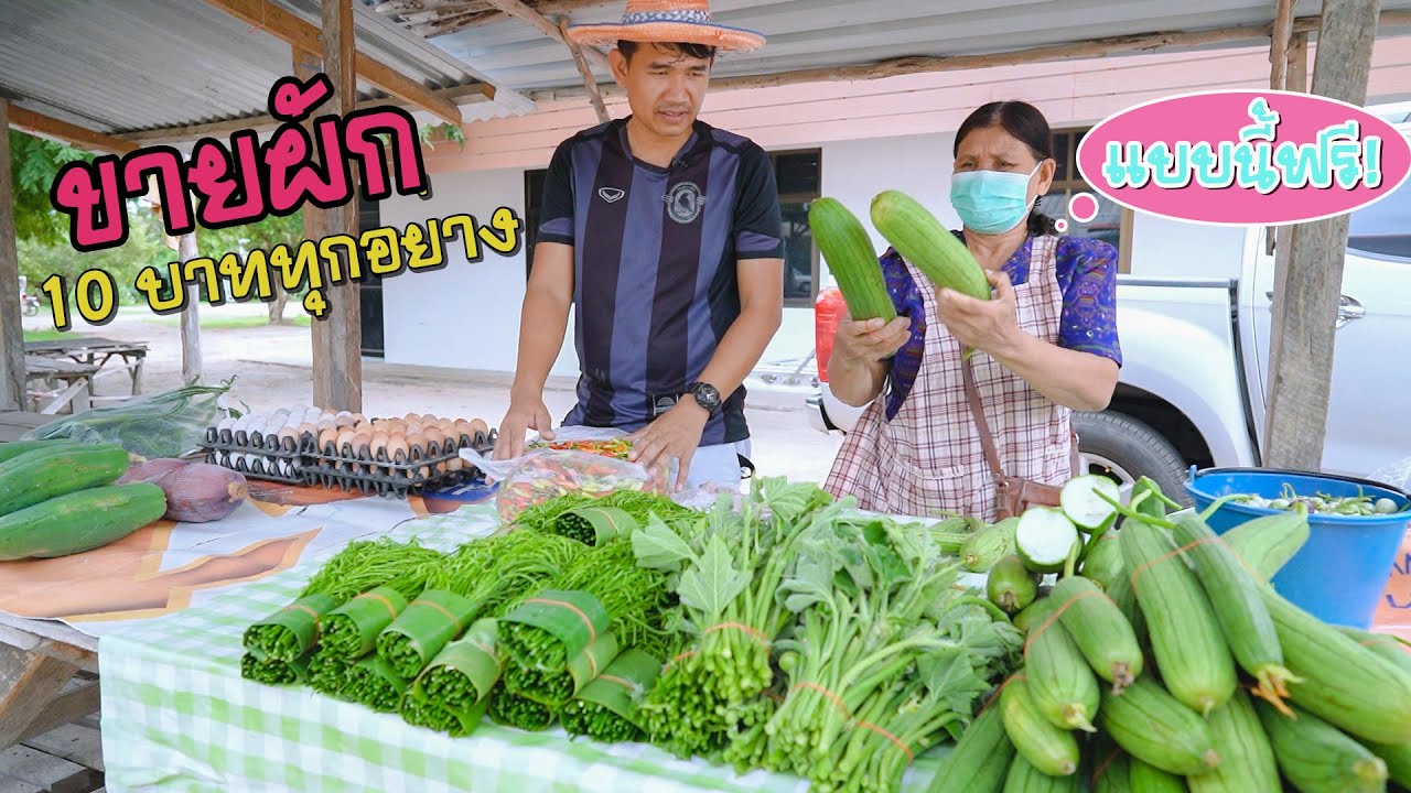 เก็บผักไปขายตลาดนัดกับแม่ ขายดีมากๆ อาชีพเก็บเล็กผสมน้อย  | วิถีไทบ้าน