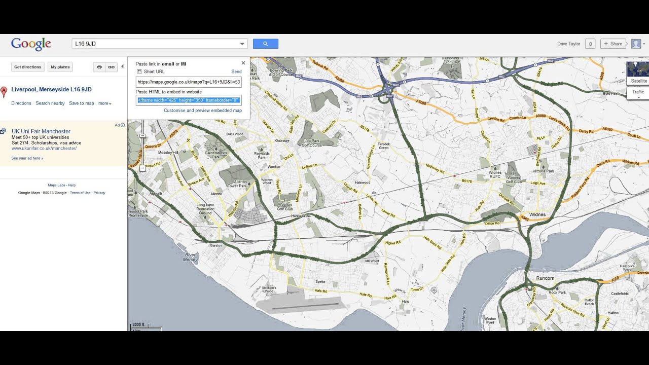 Embed a live Google Map in your website