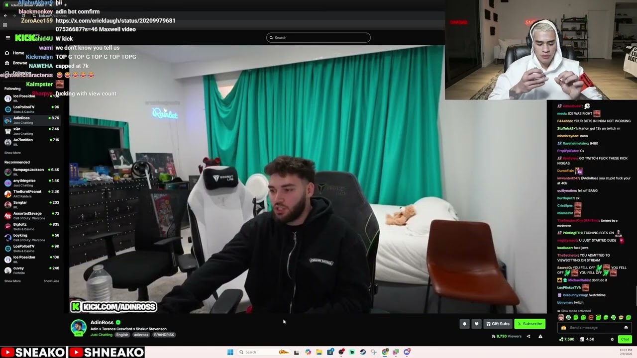 SNEAKO Reacts to Adin Ross Panicking Over Low View Counts