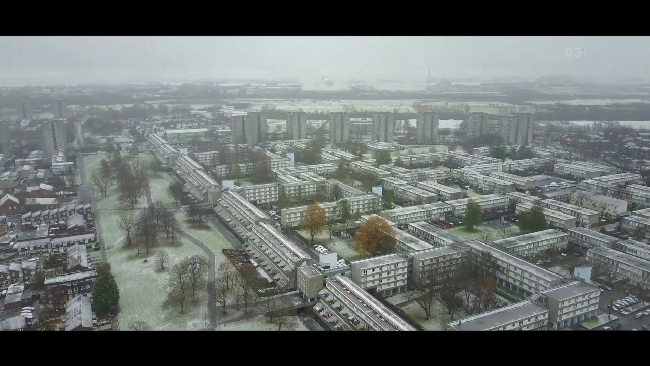 Snow Day - thamesmead south London snow day by drone
