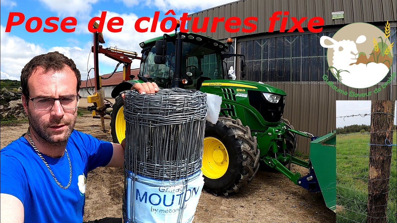 Pose de clôture fixe avec piquets et grille N°61