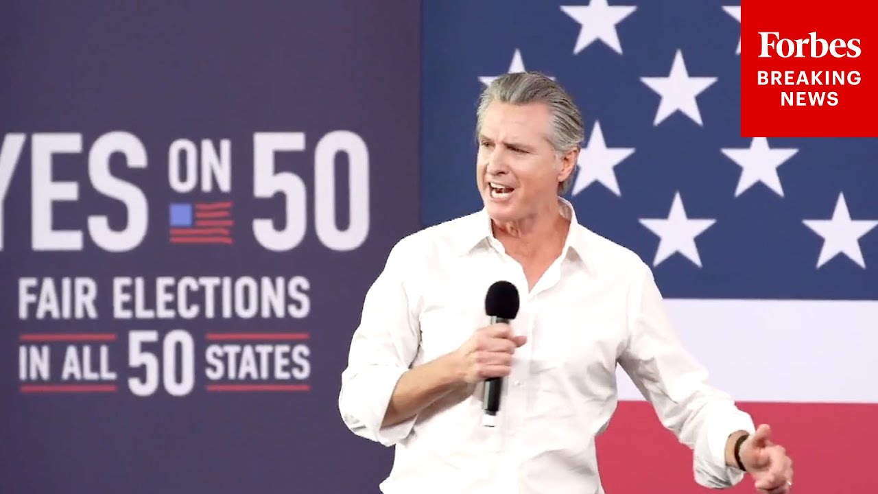 California Gov. Gavin Newsom Leads 'Yes On 50' Rally In Los Angeles Alongside Kamala Harris, Schiff