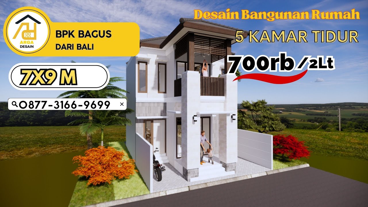 Desain Bangunan Rumah 7X9 M  [2 LANTAI] dari BPK BAGUS, Jasa Desain Rumah BALI