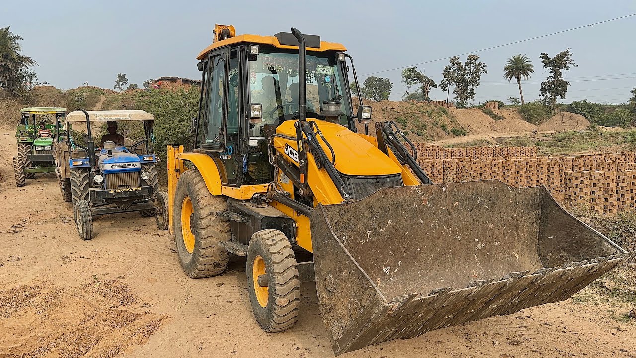 JCB 3dx Loading Red Mud | Sonalika Di-734 | John Deere 4WD Tractor Trolley 