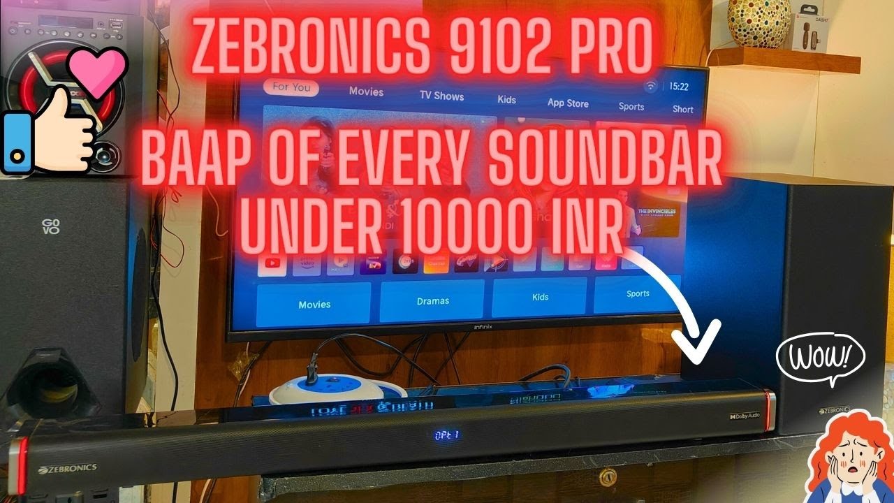 BOAT GOVO MIVI KAA BAAP ZEBRONICS JukeBAR 9102 PRO 240W Dolby Soundbar *20hz Frequency*