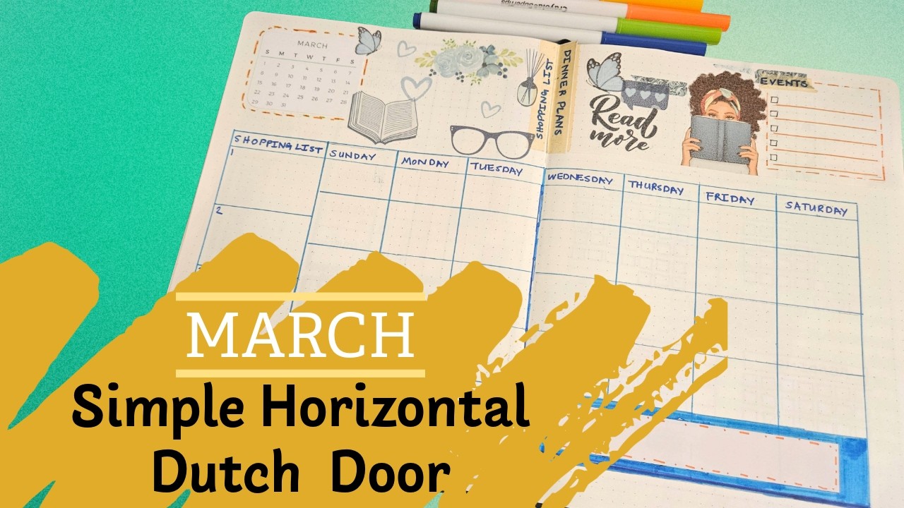 Plan With Me: March Bullet Journal Setup | Simple Horizontal Dutch Door Spread
