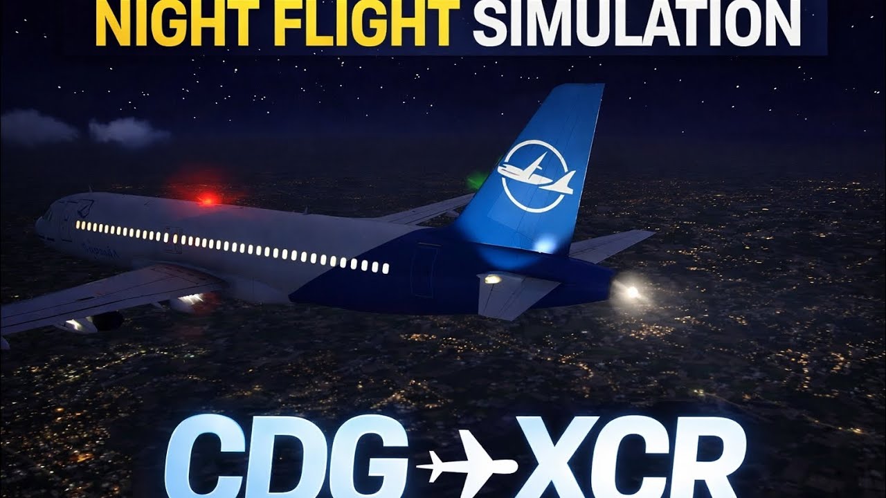Night Flight Simulation ✈️ Charles de Gaulle (CDG) to Châlons Vatry (XCR) | Realistic Cockpit View