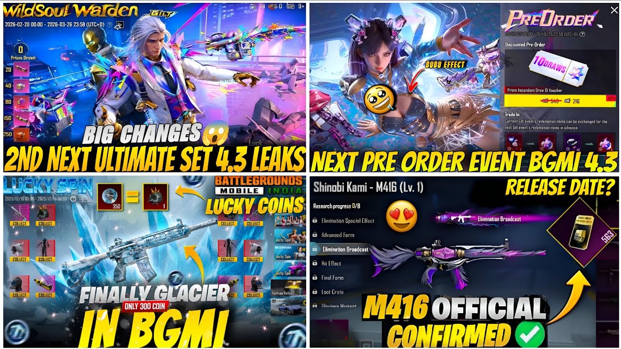 🔴NEXT ULTIMATE SET BGMI 4.3😍PRE ORDER DATE | M416 GLACIER CLASSIC CREATE BGMI🥶| SHINOBI KAMI RETURN👿