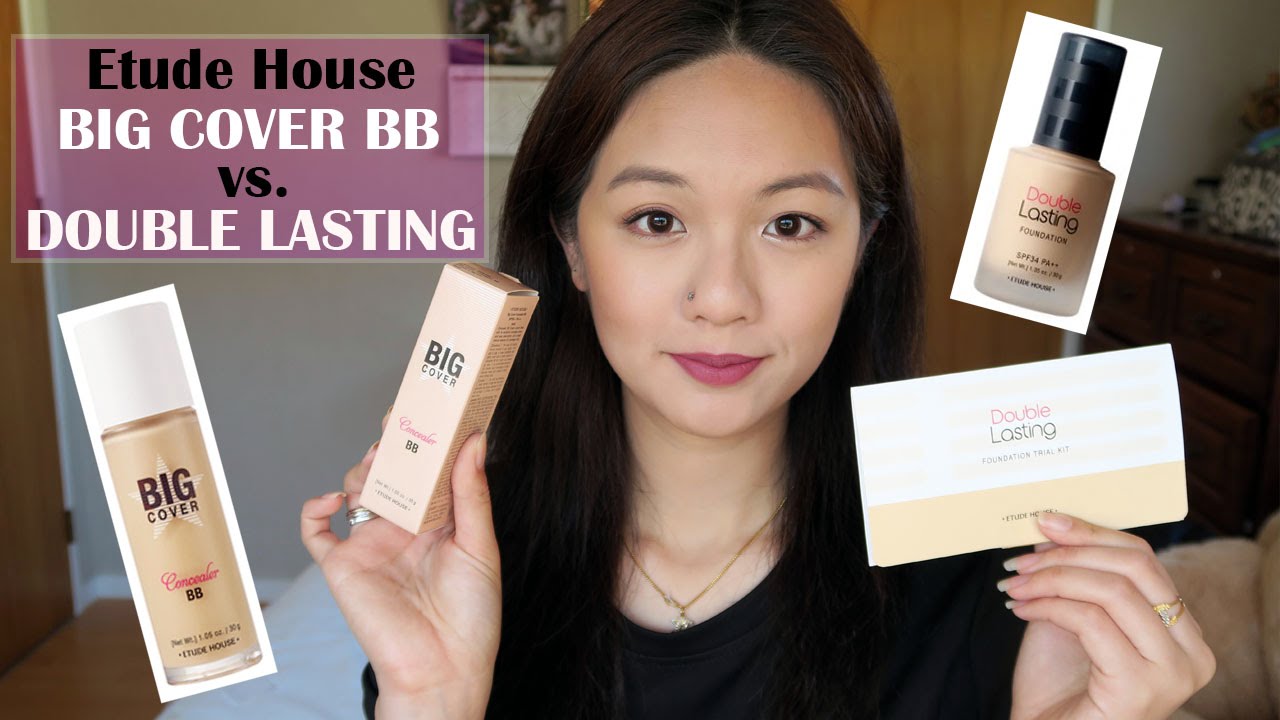 Etude House Big Cover Concealer BB Cream vs. Double Lasting Foundation |First Impressions & Swatches
