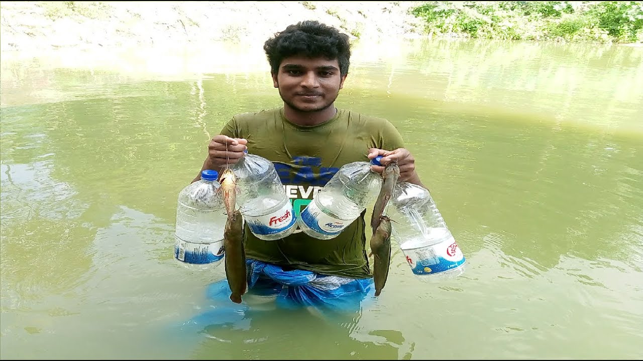 Amazing Hook Fishing Trap with Plastics Bottle Catching Catfish by Primitive Fish Trap By Fishhook