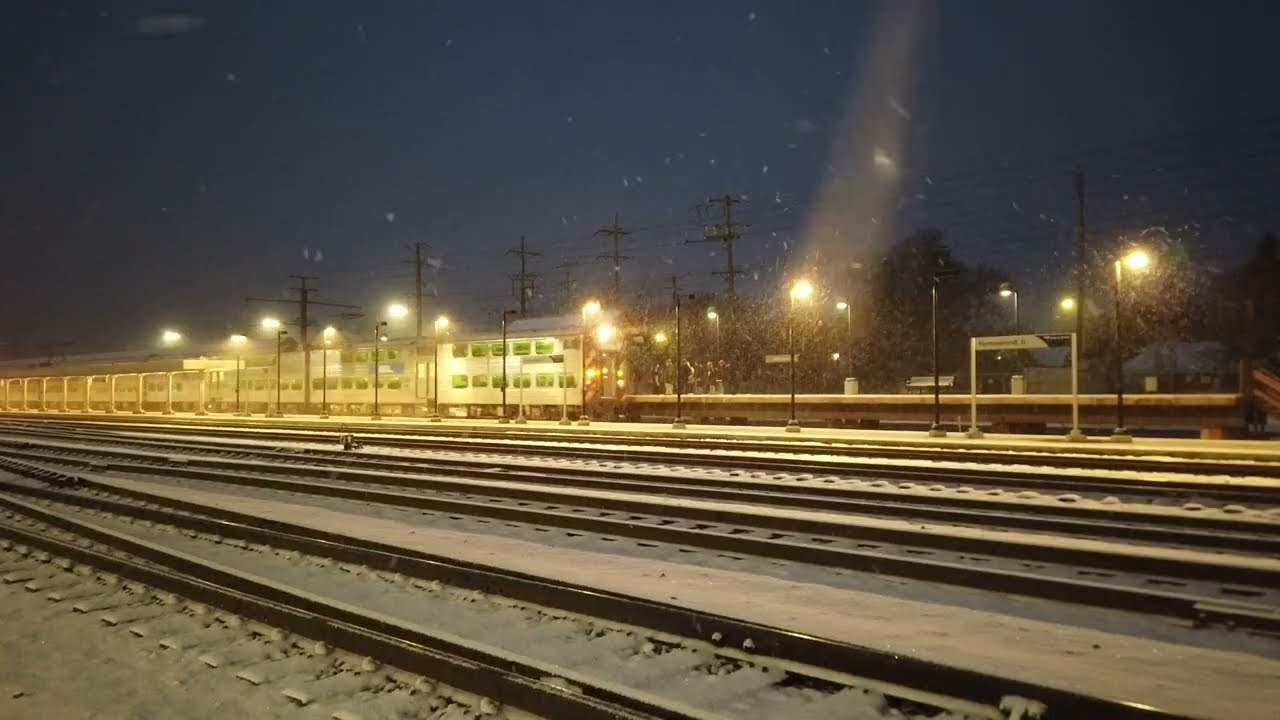 Trains in the SNOW Monday March 16th Chicago, South Side, CN Homewood IL.