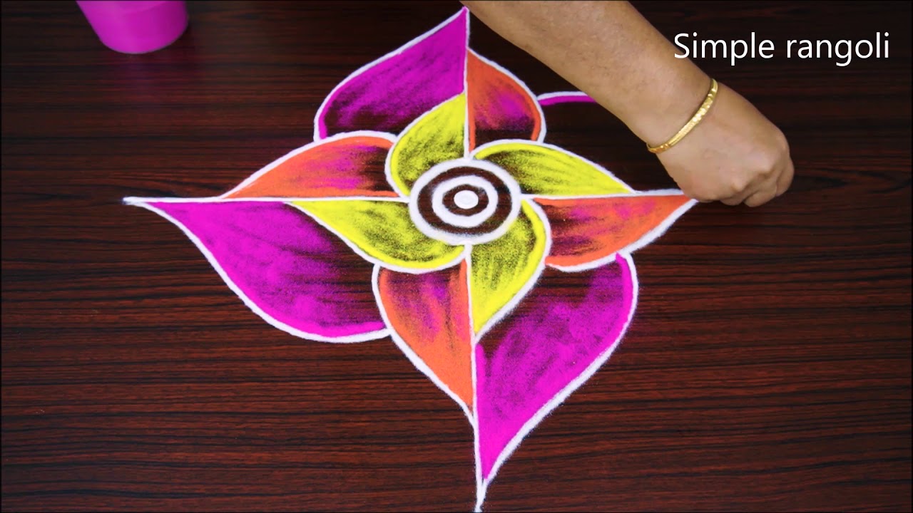 Beautiful and Color Padi Kolam with out dots | Freehand Padi rangoli Designs | Make Rangoli