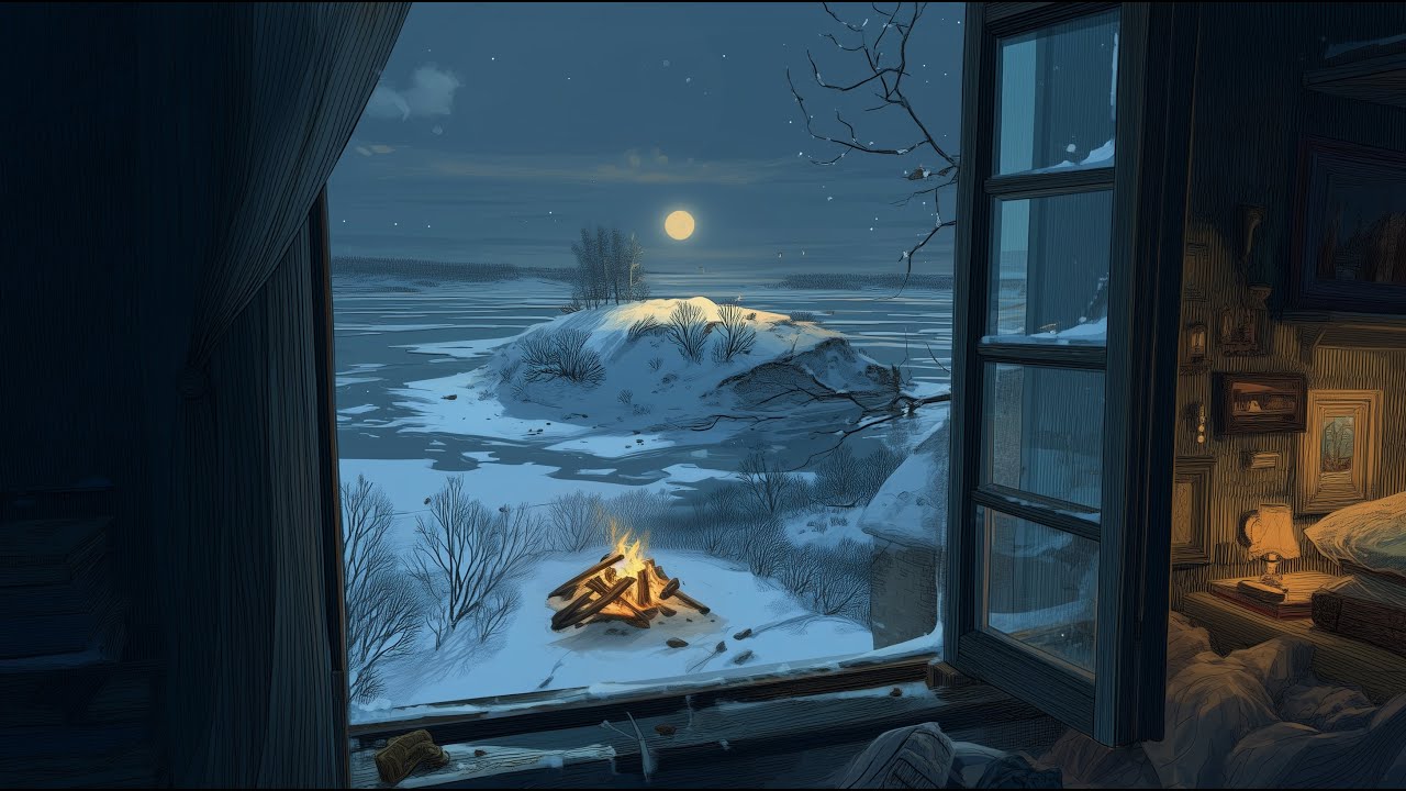 Winter Lofi Piano ❄️ Deep Focus Study & Work Music [4K Cozy Winter Landscape]