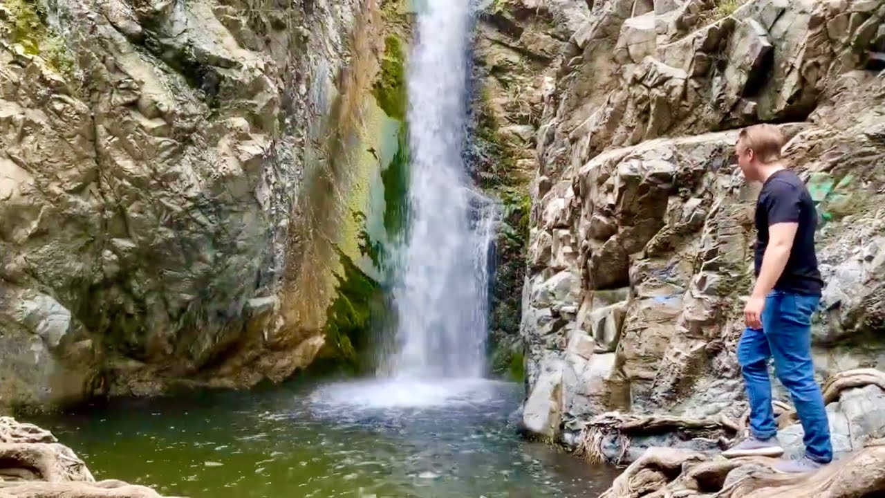 Milomeris Waterfall in Cyprus. Mountains View point
