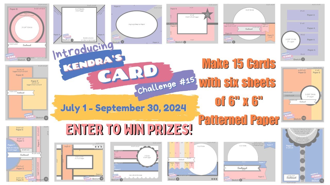 #KendrasCardChallenge15 - Make 15 Cards with 6 sheets of 6x6 paper & Enter to Win Prizes!