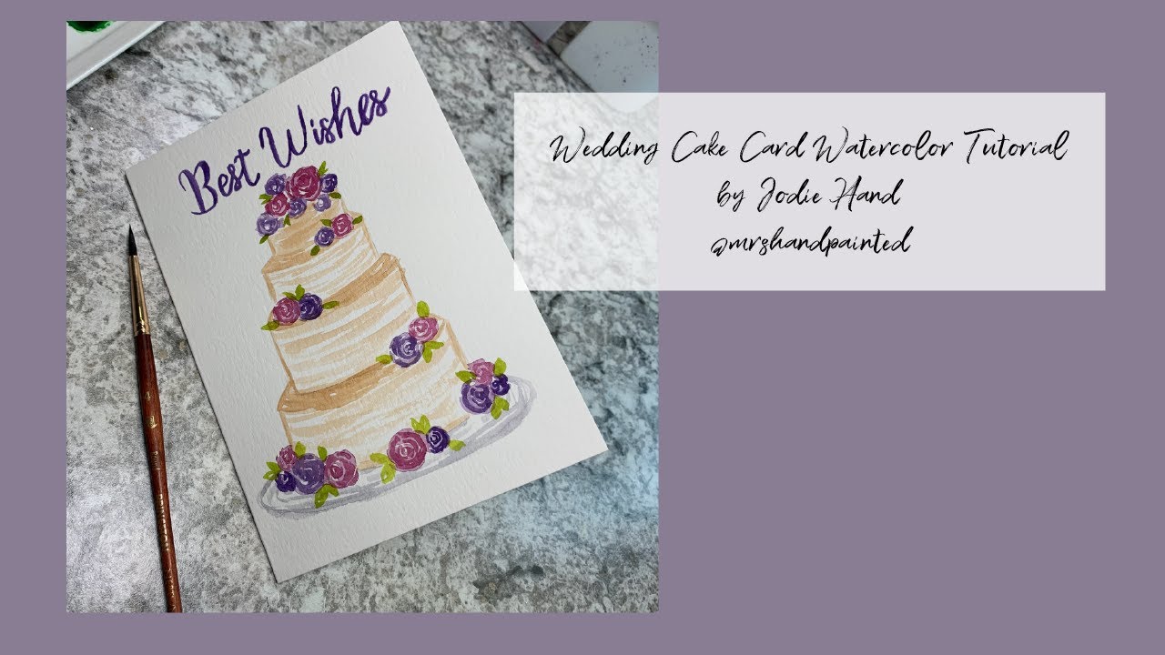 Watercolor Floral Wedding Cake Card Tutorial