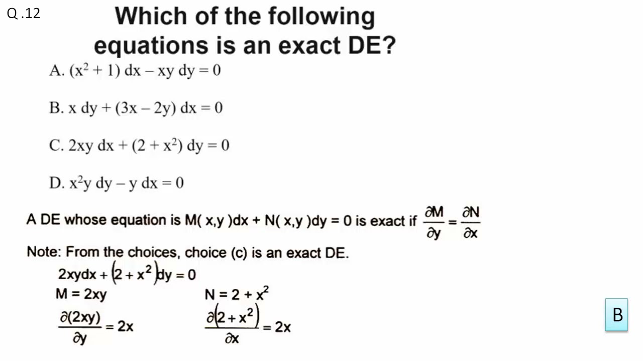 M C Q  in Ordinary Differential Equations