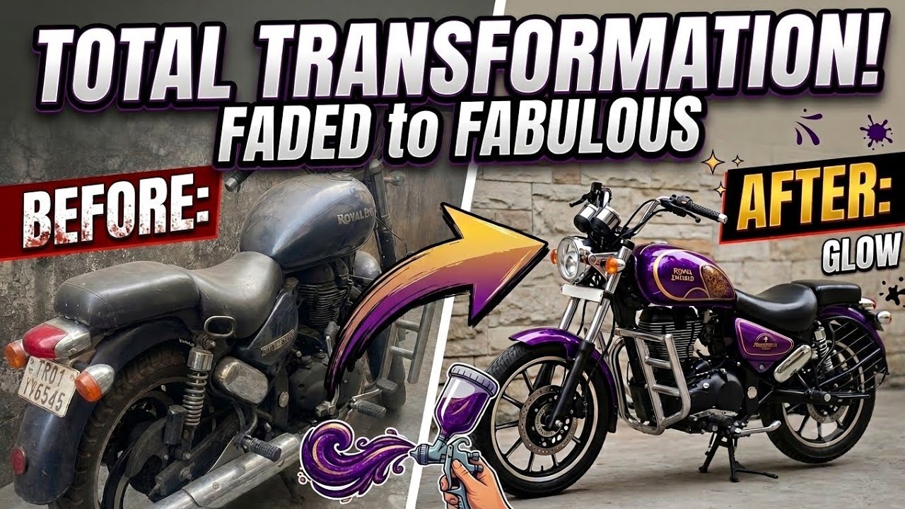 Royal Enfield Thunderbird 350 full paint job in custom colour | Bike painting at home DIY