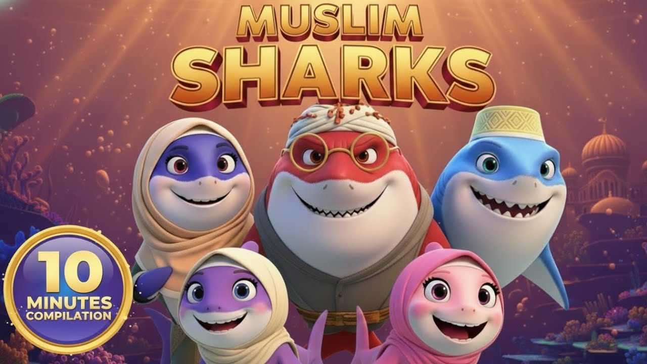 10 Min Compilation | Muslim shark | Bismillah | Wheels on the bus | alhamdulillah | islamic rhymes