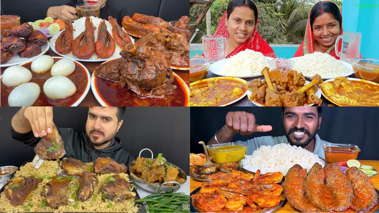 HUGE MUTTON CURRY EATING COMPETITION,PRAWN CURRY,FISH CURRY,MUTTON BIRYANI,MUTTON FAT CURRY,BIG BITE