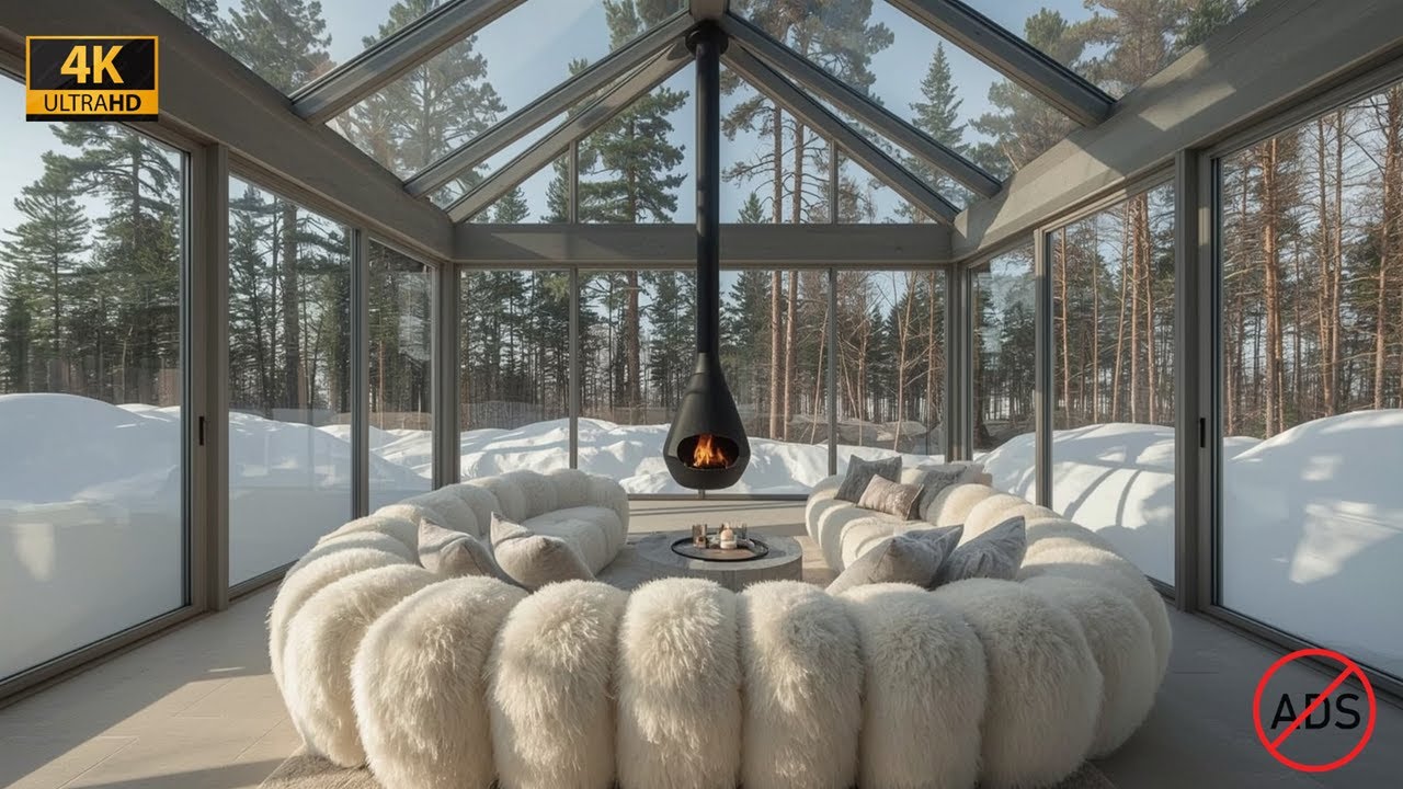 Snowy Sunroom Jazz | Relaxing Piano Music & Crackling Fire Ambience (No Ads)