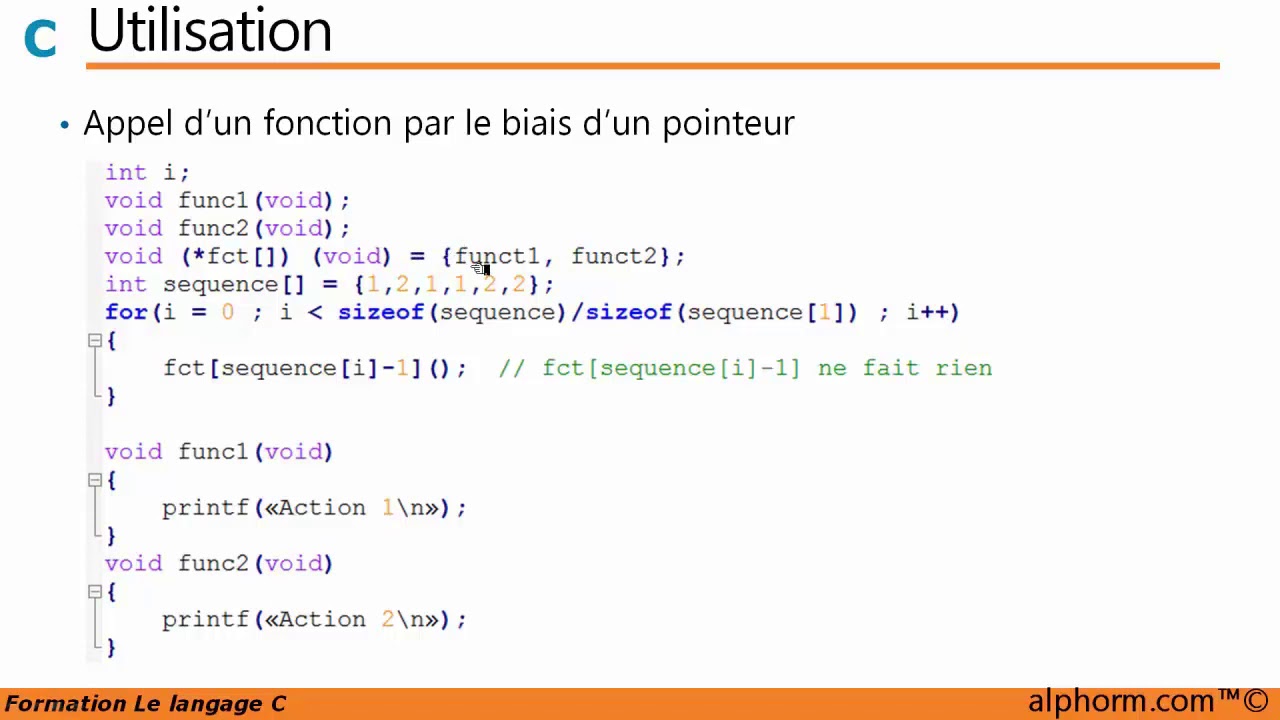 Formation Le langage C | Pointeurs sur fonctions