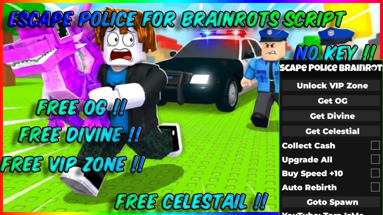 Roblox Escape Police For Brainrots Script | Get OG ,Divine,Celestial,Unlock VIP Zone ForFree,(NOKEY)