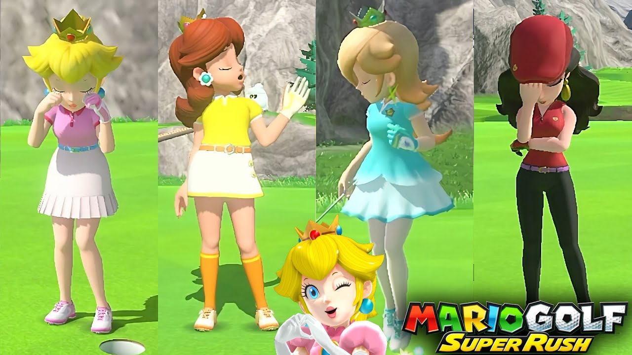Mario Golf Super Rush Peach vs Daisy vs Rosalina vs Pauline Ridgerock Lake all 18 Holes
