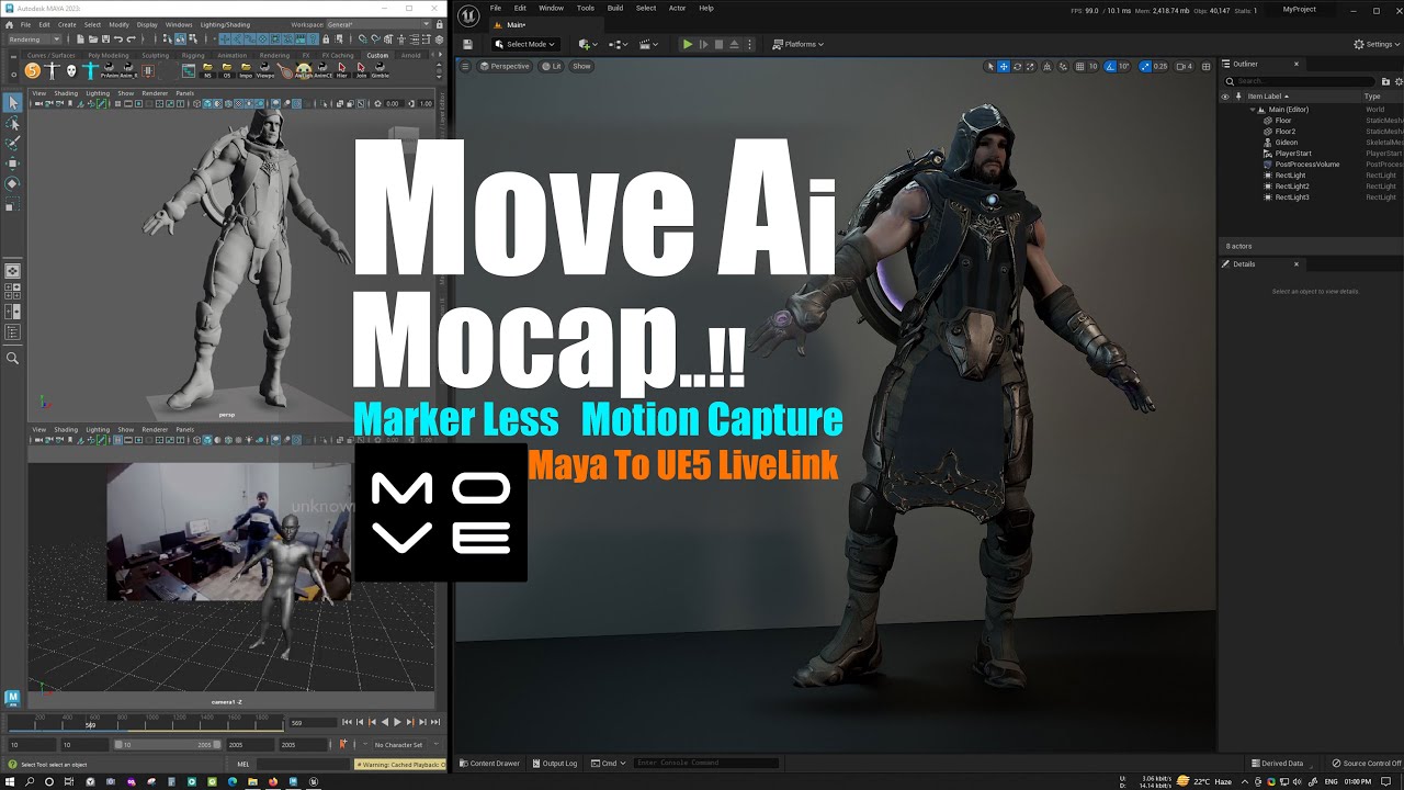 MOVE AI Motion Capture Test with Maya to UnrealEngine5 Live link