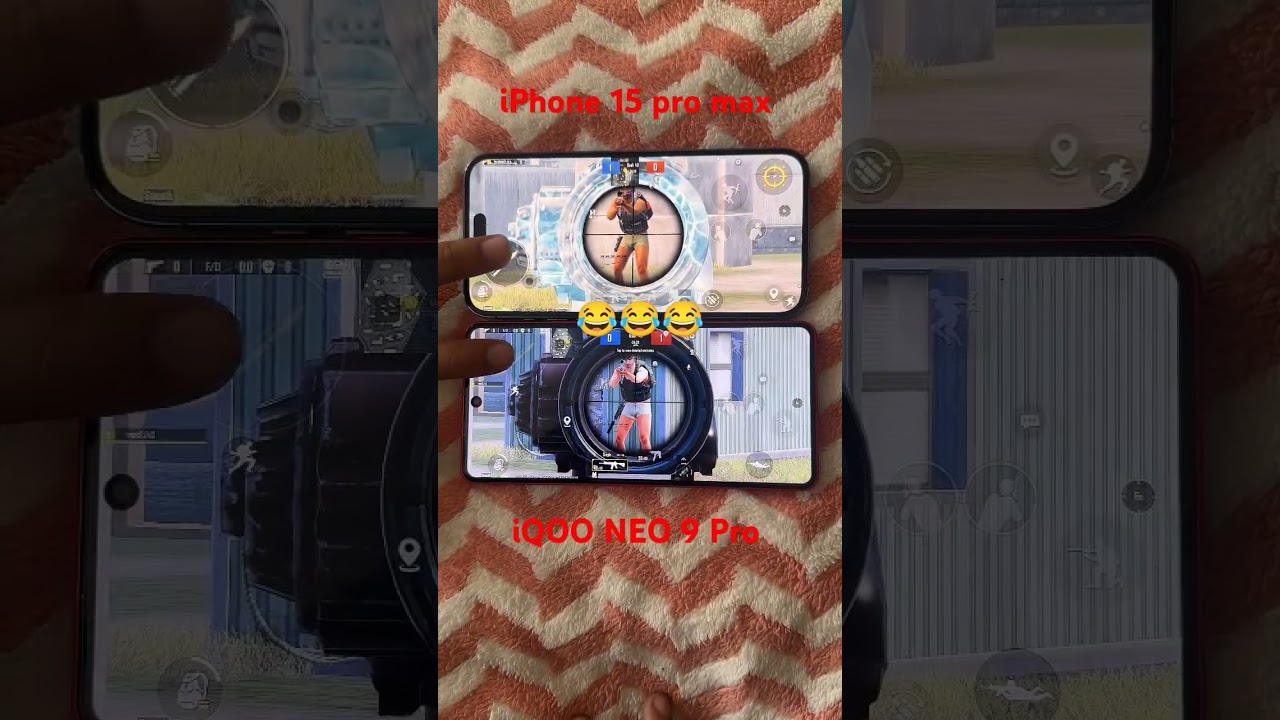 iqoo neo 9 pro vs iphone 15 pro max pubg test successfully faiļ&euml;&eth; 😂 !! #shorts #viral #funny