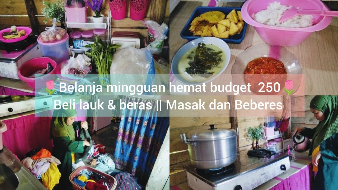 Belanja Mingguan Hemat 250k || beli beras dan lauk stok 4 hari || Masak dan Beberes 
