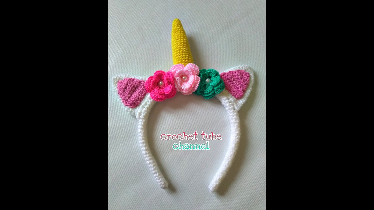 how to make unicorn headband by crochet طريقه عمل توكة اليونيكورن بالكروشية للمبتدئات