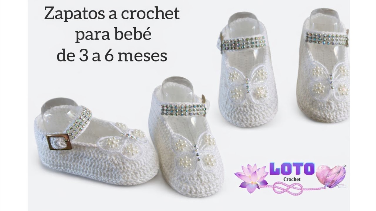Zapatos a crochet para bebé de 3 a 6 meses/Cómo hacer zapatos a crochet para bebé/Crochet baby shoes