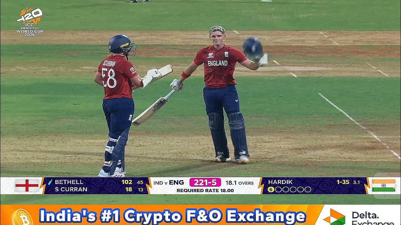 Jacob bethell batting highlights 102* century (22) ball 6,6,6,6,6,6 | IND vs ENG T20 WC 2026