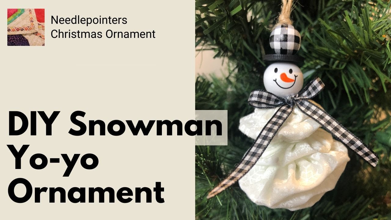Fabric Yo yo Snowman Ornament