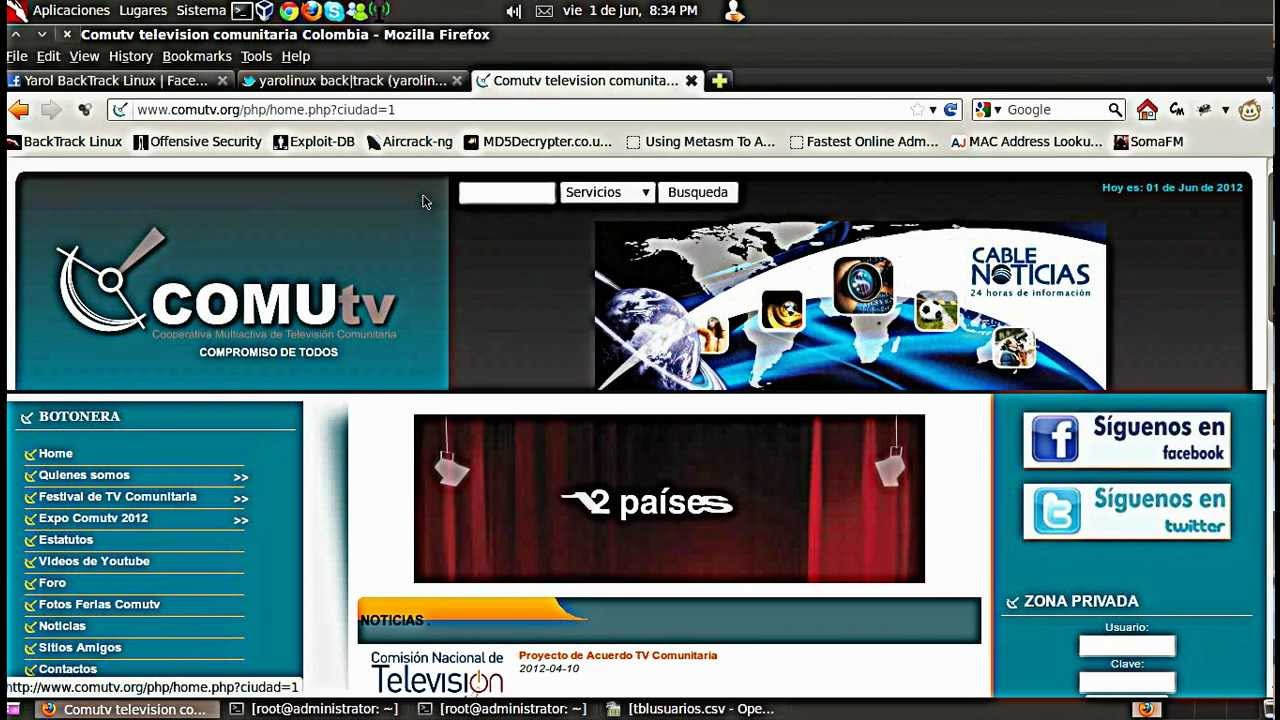 Vulnerabilidad en la pagina de ComuTv