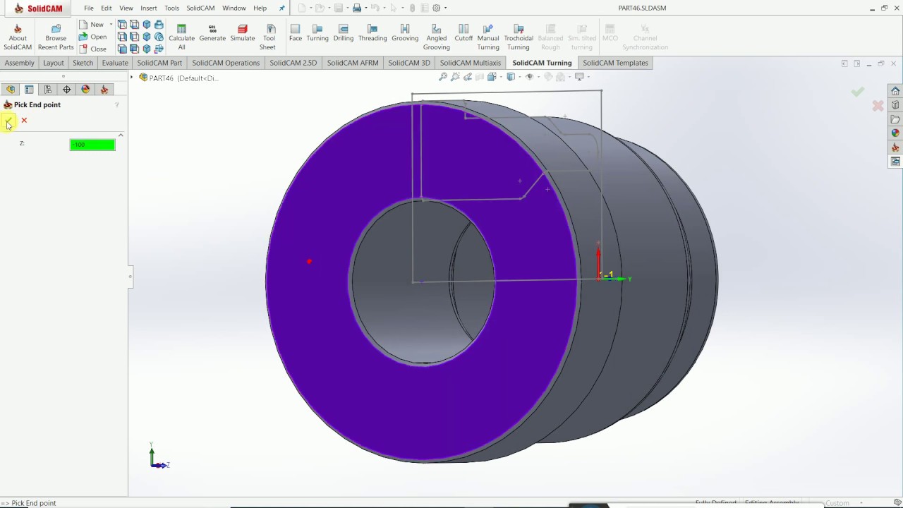 Boring turning operation in solidcam