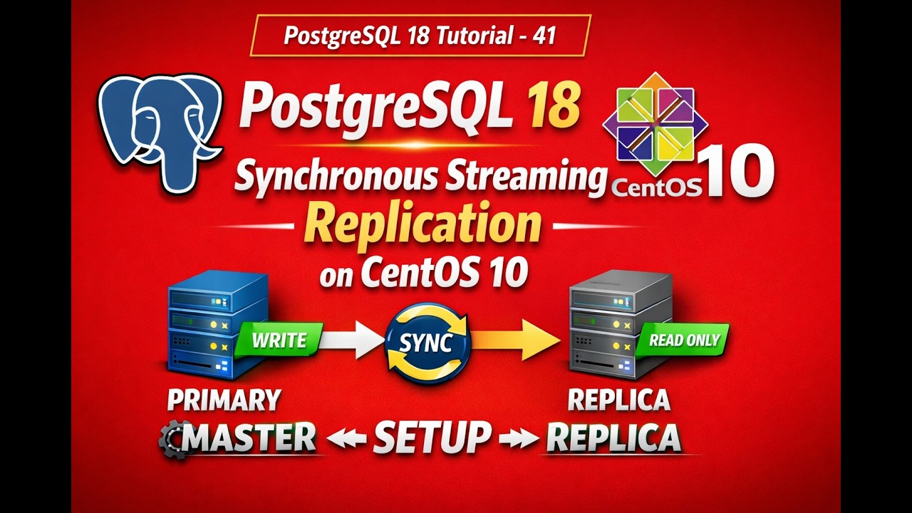 PostgreSQL 18 Synchronous Streaming Replication on CentOS 10 | Step-by-Step HA Setup 🚀 #replication
