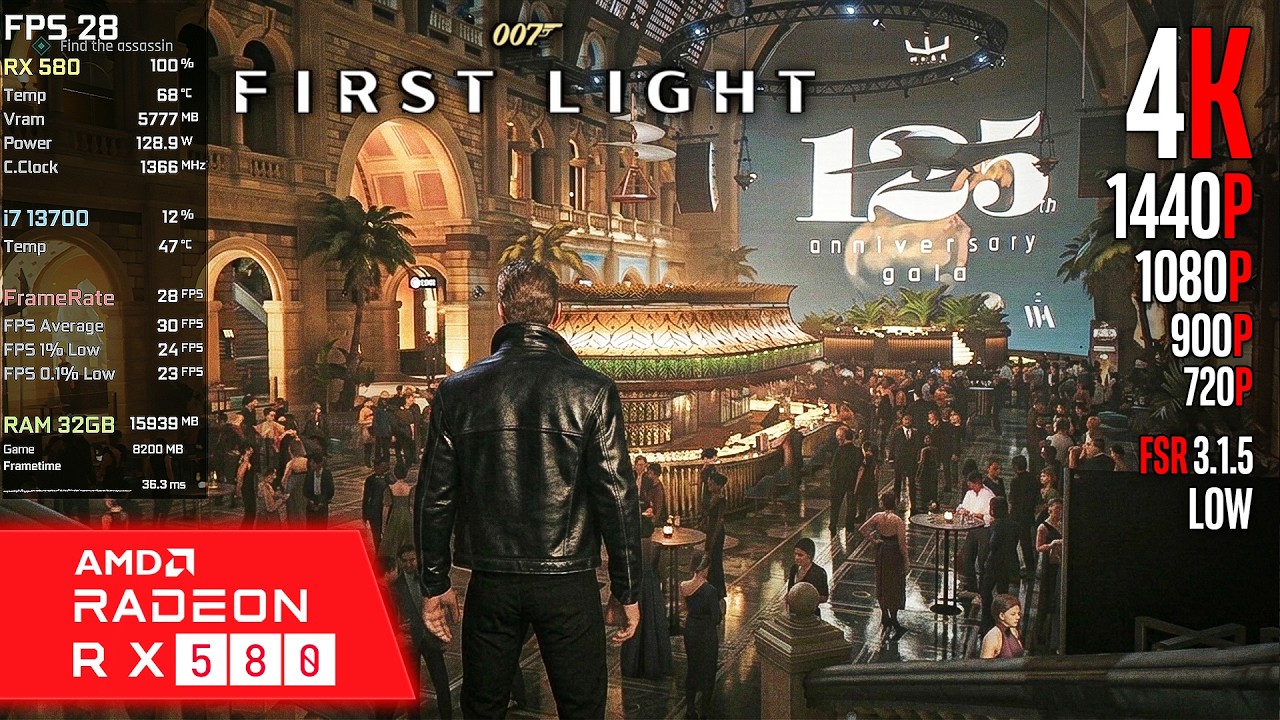 RX 580 | 007 First Light &mdash; 4K, 1440p, 1080p, 900p, 720p, FSR 3.1...