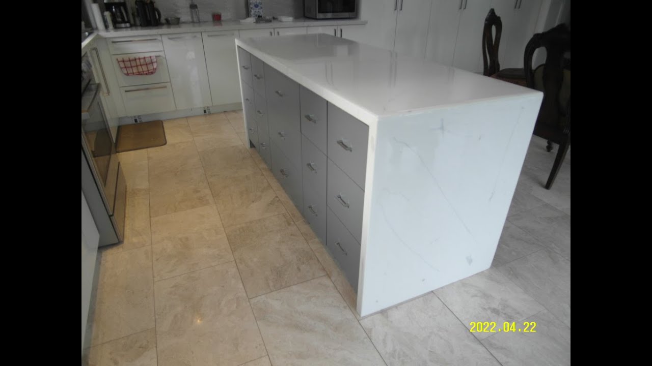 DIY 厨房中岛制作（环氧树脂仿大理石台面） / DIY kitchen island with Epoxy countertop