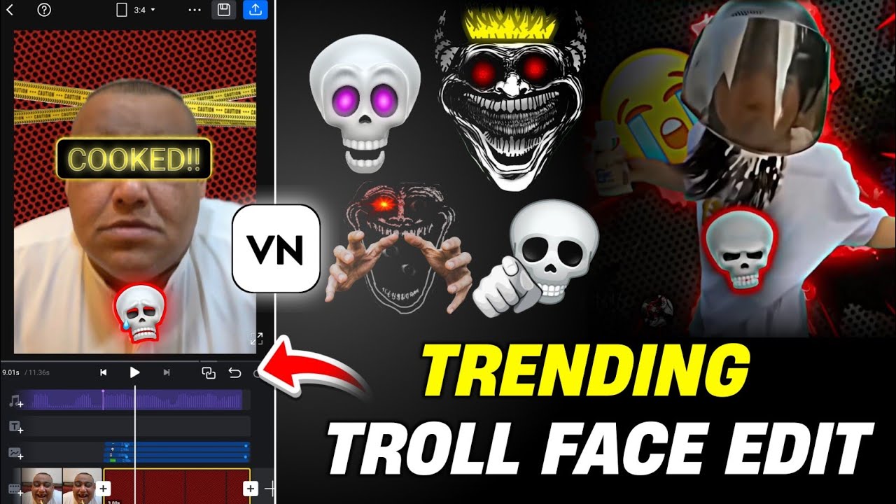 Vn Trollface Edit Tutorial | Trending Trollface Editing In Vn App | Vn App Trollface Video Editing