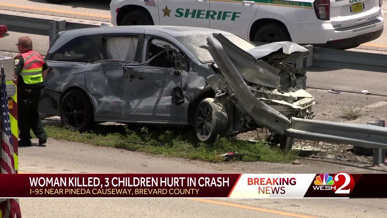 Woman dead, 3 young kids hurt in crash on I-95 in Brevard County