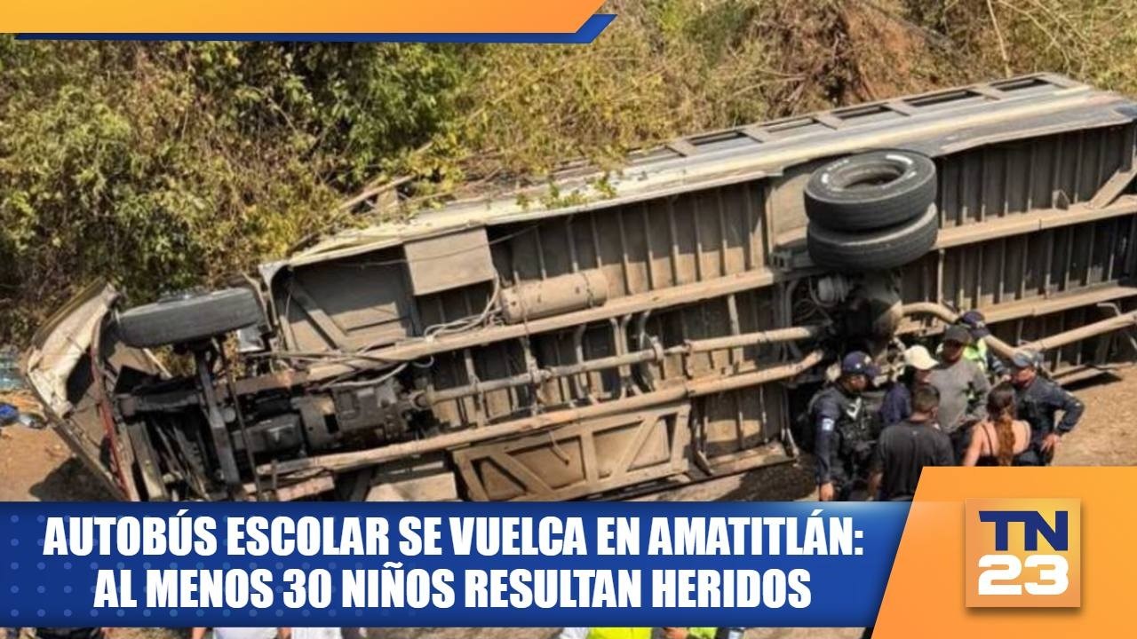 Bus escolar se vuelca en Amatitlán: al menos 30 niños resultan heridos