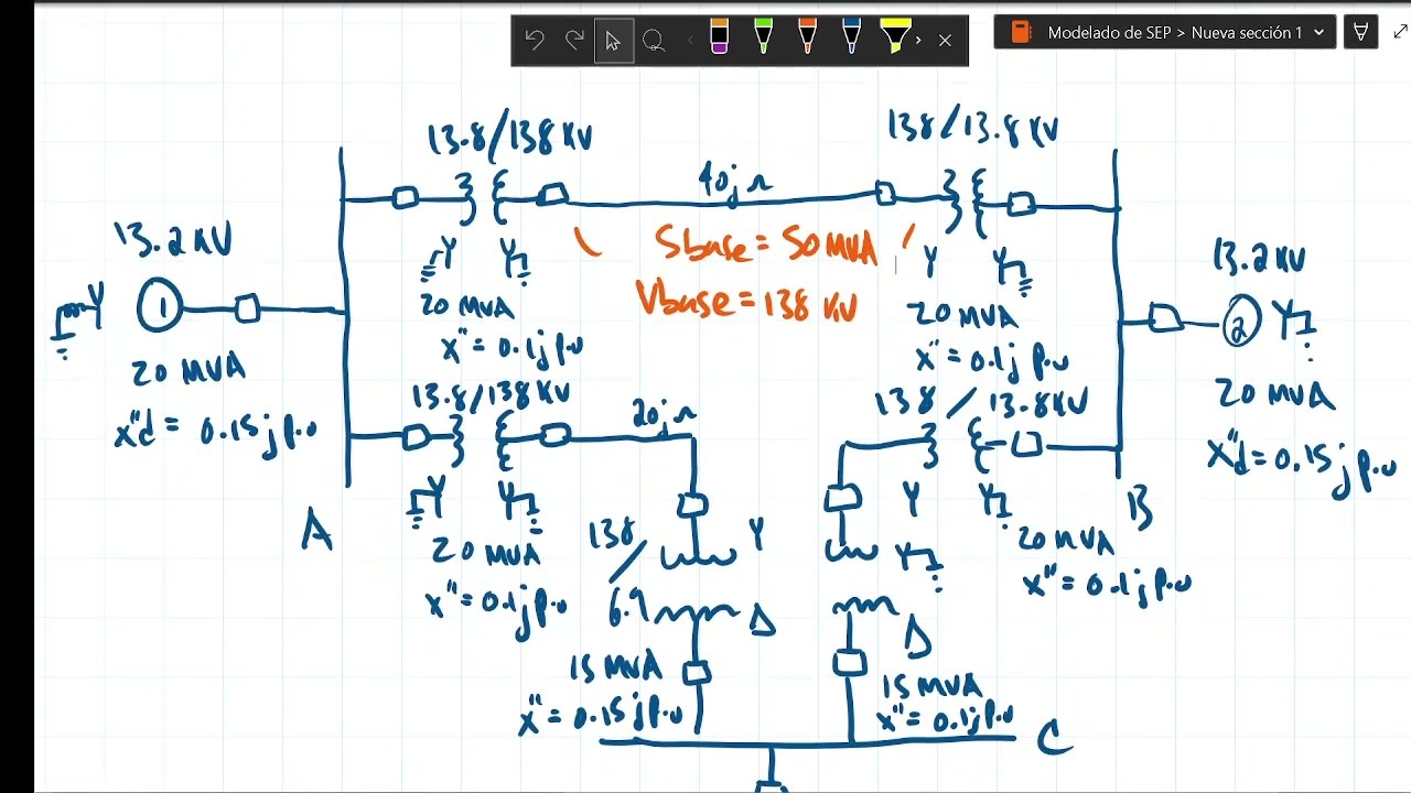 DIAGRAMA DE REACTANCIAS DE UN SEP - EJERCICIO RESUELTO PASO A PASO